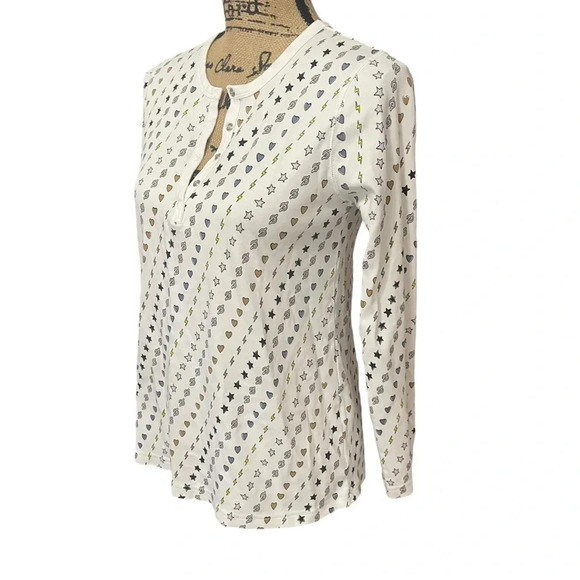 Roller Rabbit X Peloton Long Sleeve Pajama Top Size Small White - Picture 6 of 7